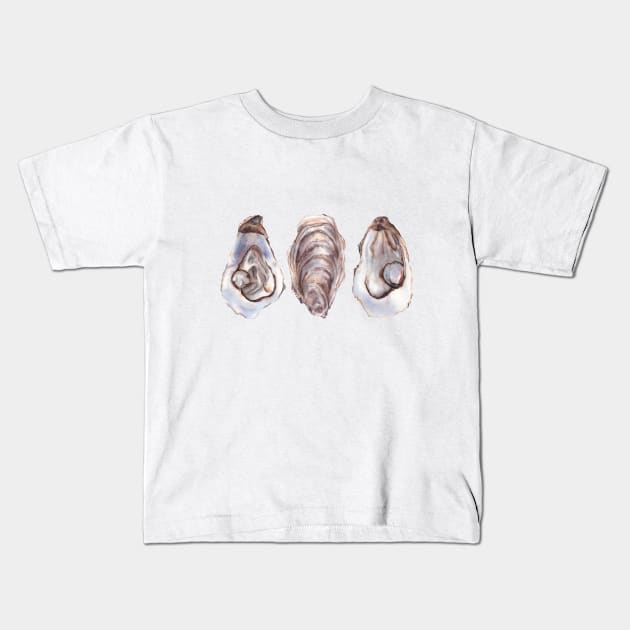 Oyster watercolor art Kids T-Shirt by InnaPatiutko